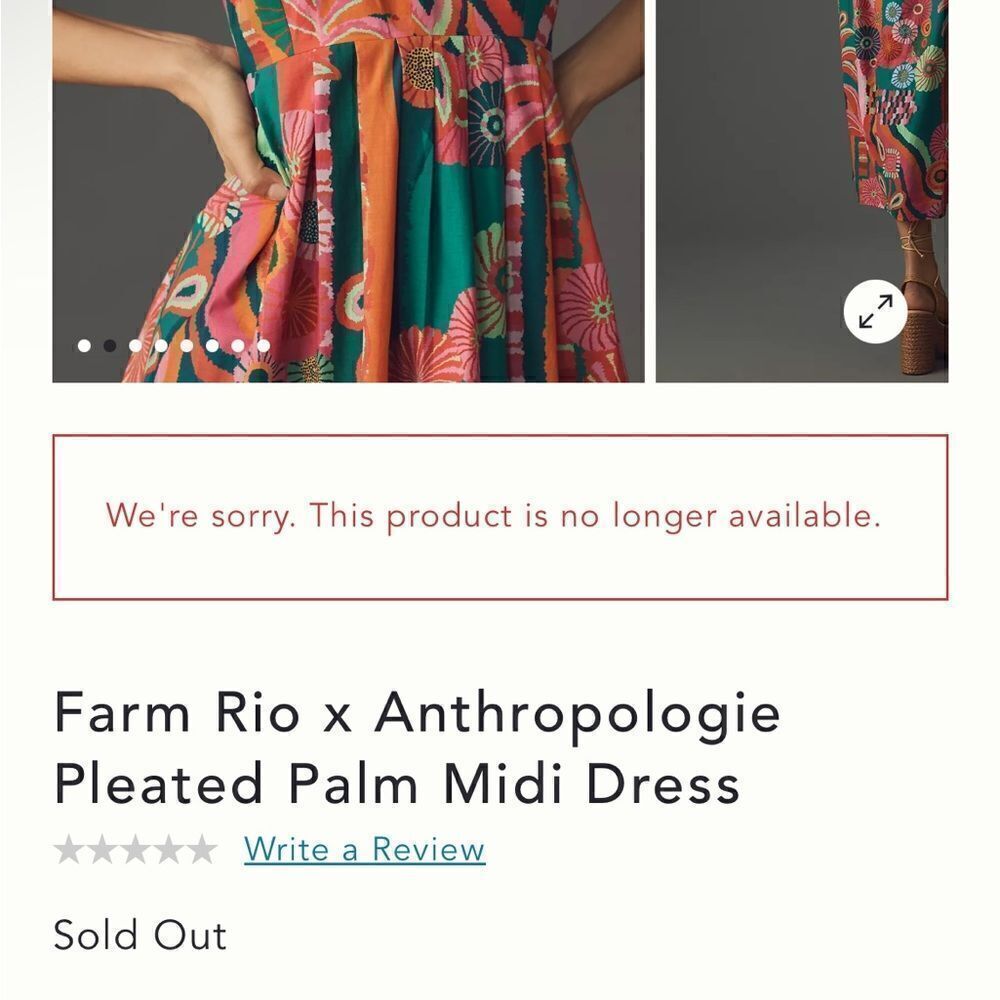 NEW Farm Rio x Anthropologie Pleated Palm Cutout Midi Dress Medium - Picture 8 of 8